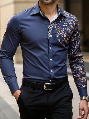 Men’s Courtney Tribal Print Long Sleeve Shirt
